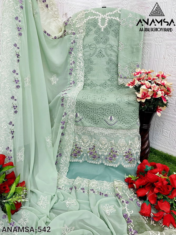 Anamsa 542 Jam Cotton Embroidery Pakistani Suit Wholesale Shop In Surat